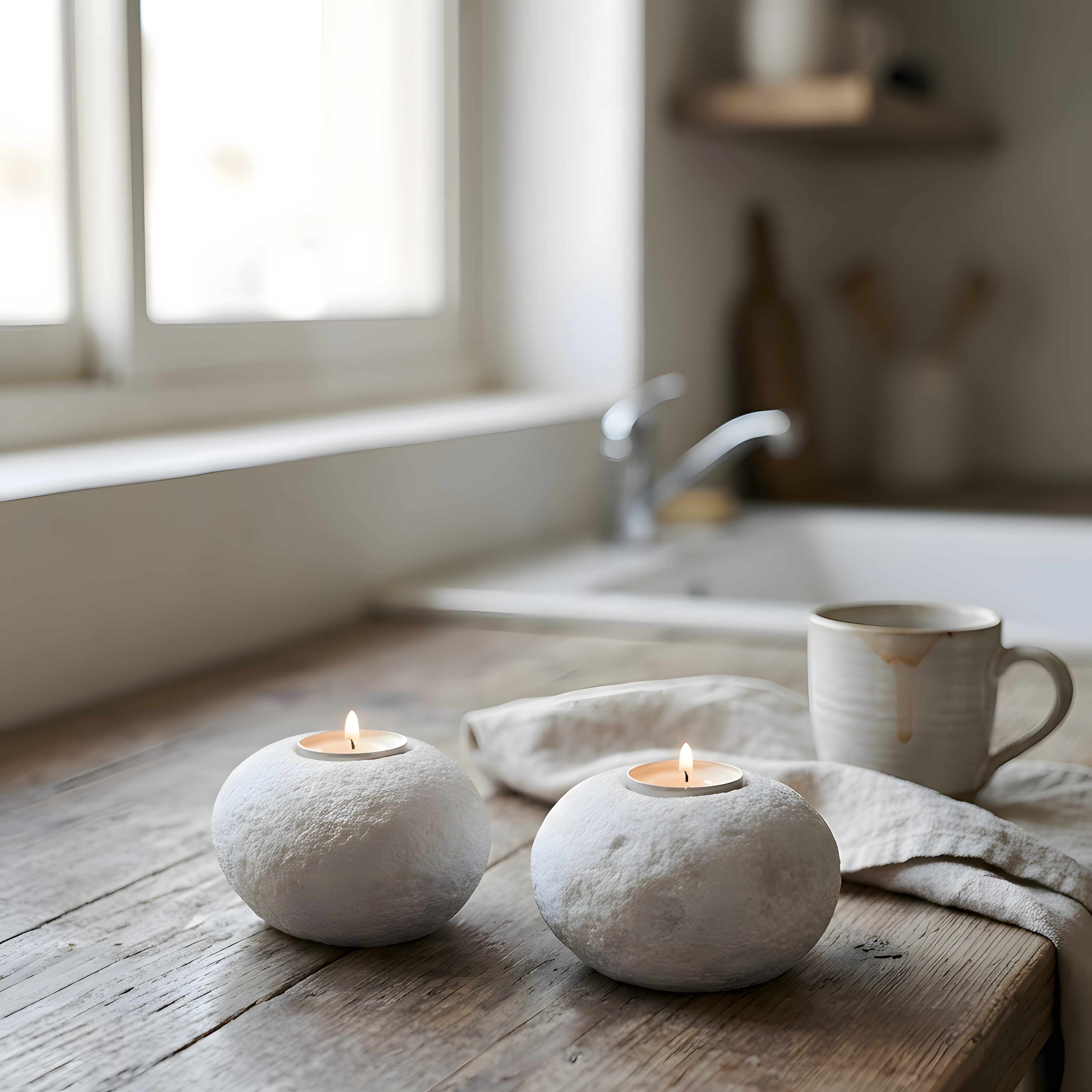 Doğal Taş Dolomit Tealight Mumluk