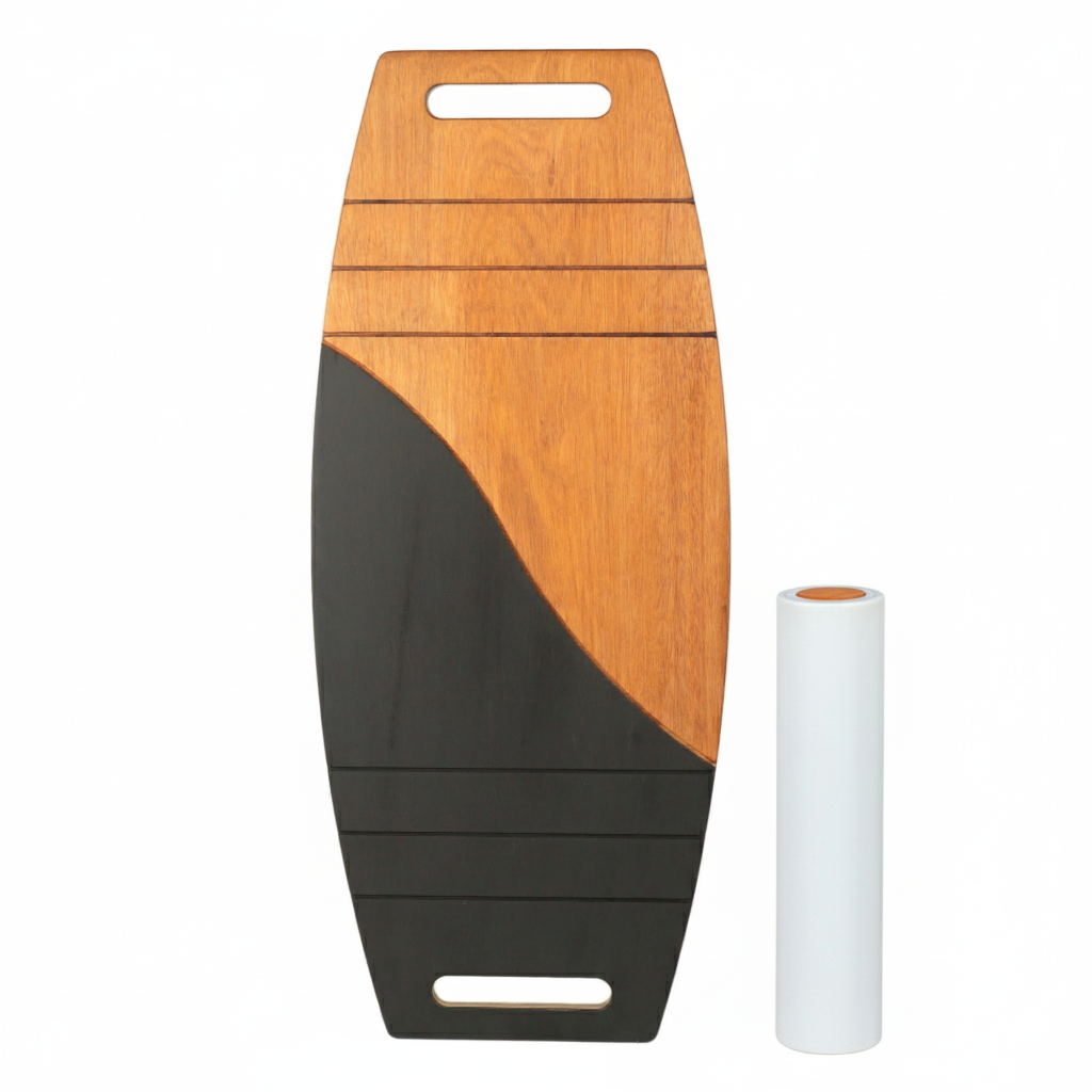 Siyah/Kahve Denge Tahtası Balance Roller Board Sörf Eğitim Tahtası Kaykay Eğitim Tahtası 73 x 31 CM – RB08