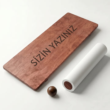 Kişiye Özel İsimli 3D Ahşap Denge Tahtası Seti (Silindir + Küre)