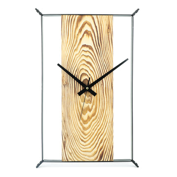 Metal Çerçeveli Dikdörtgen Köknar Ağacı Duvar Saati