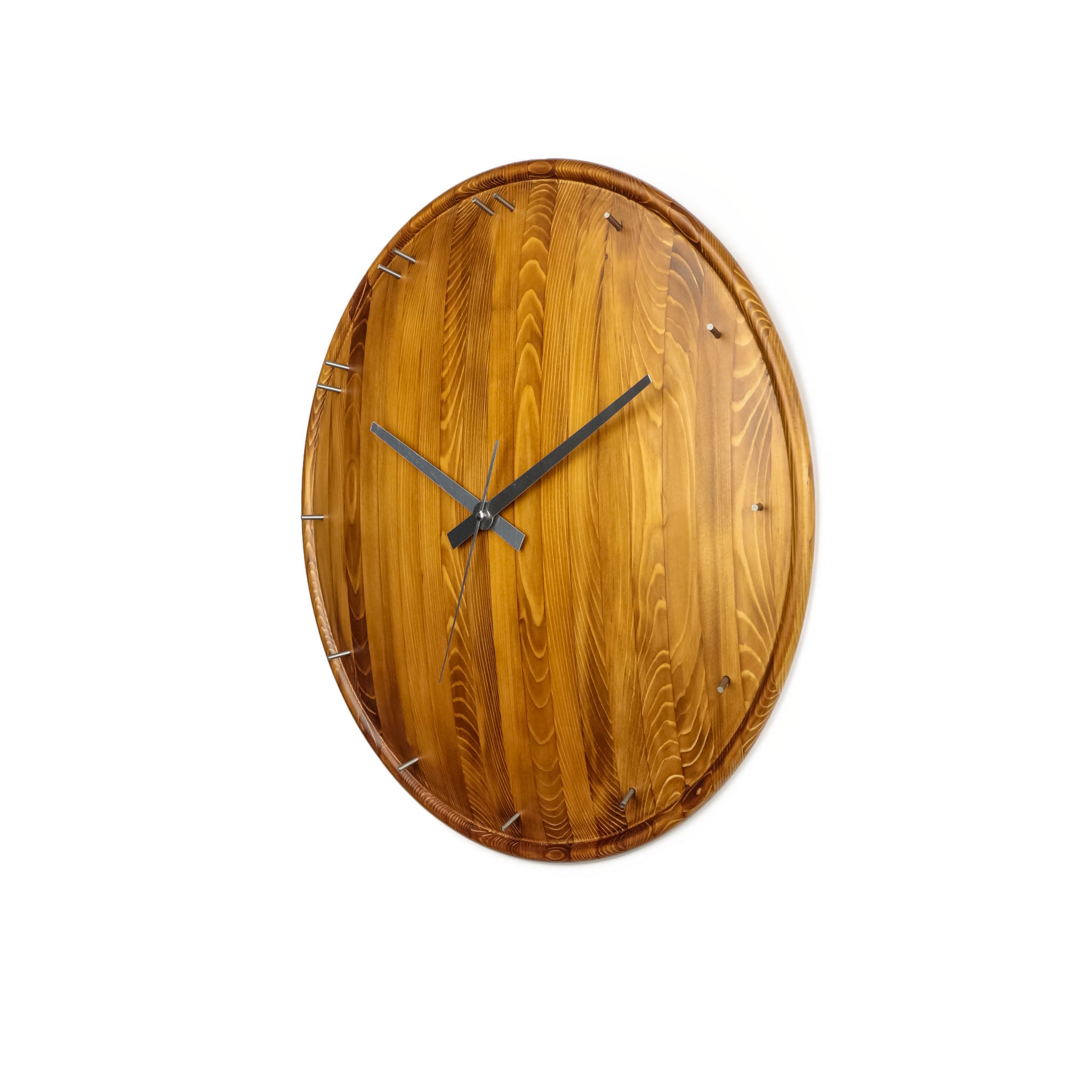 Duvar Saati Çam Ağacı Rakamlı Bombeli - Ø49CM