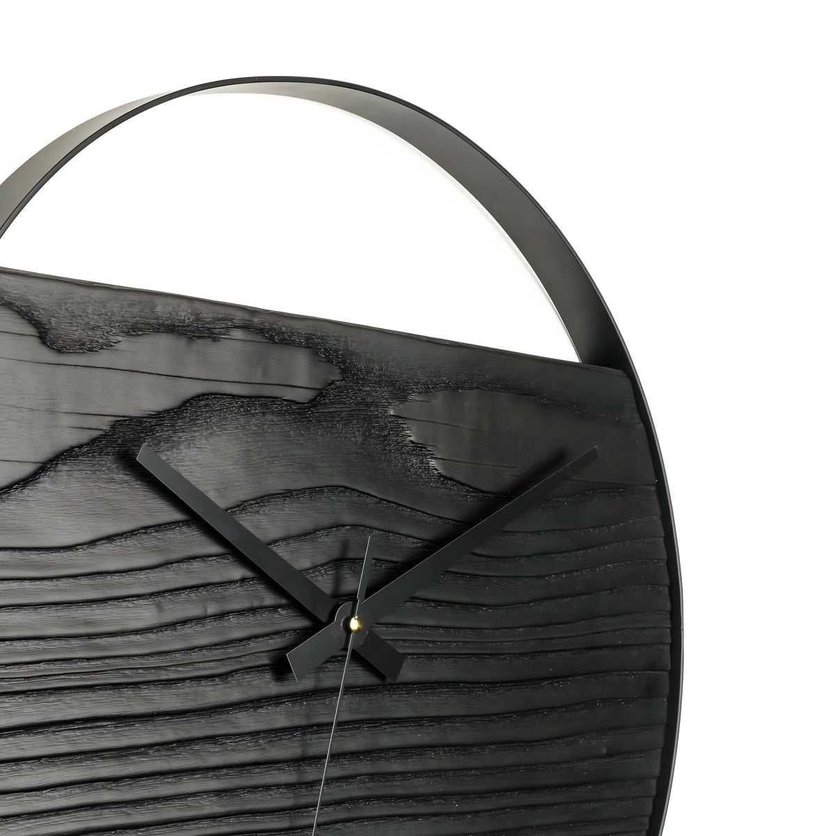 Siyah Köknar Duvar Saati | Shou Sugi Ban Ahşap (48cm)