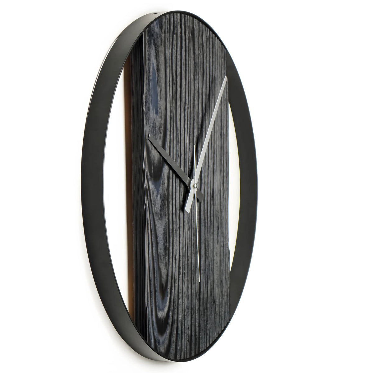 Shou Sugi Ban El Yapımı Lacivert Köknar Ahşap Duvar Saati (48 cm)