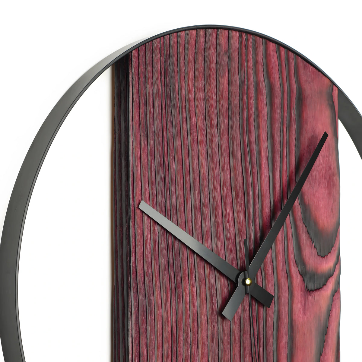Kırmızı Köknar Duvar Saati | Shou Sugi Ban (Yakisugi) 48cm