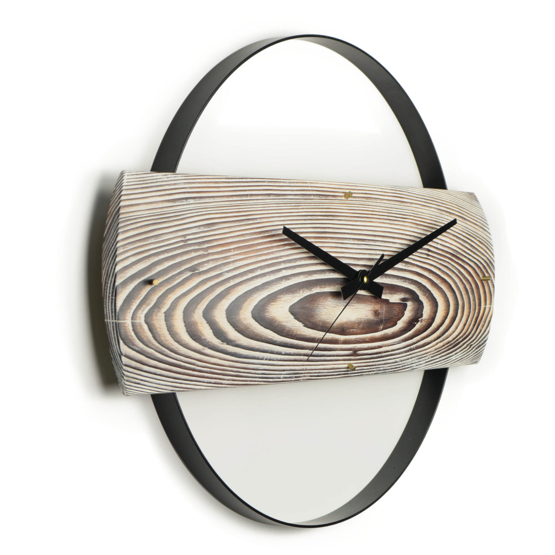 Duvar Saati Köknar Ağacı Eskitme Bombeli Metal Çemberli  – Ø48cm