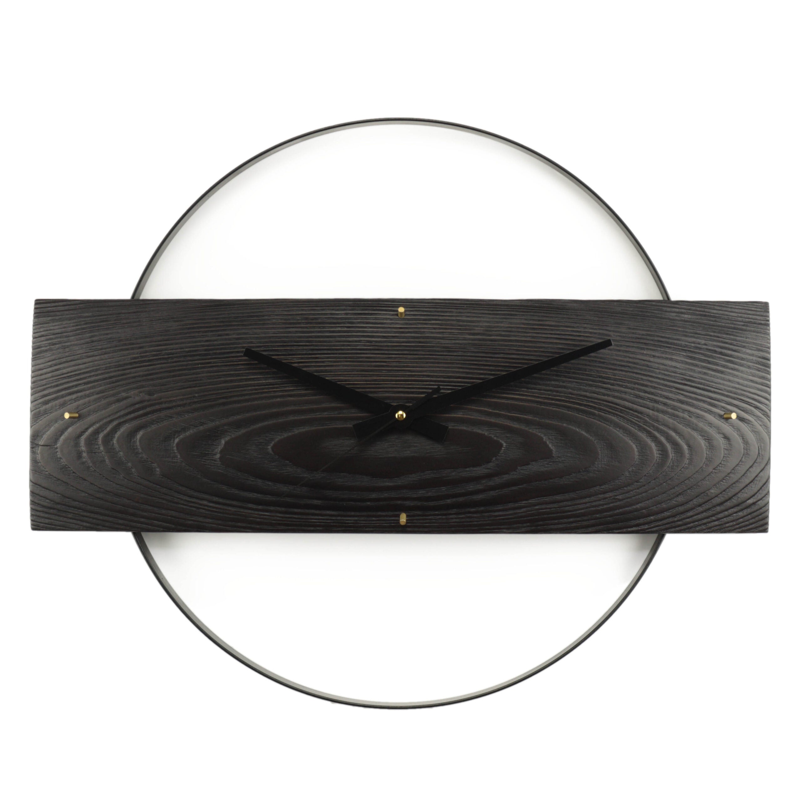 Duvar Saati Köknar Ağacı Siyah Bombeli Metal Çemberli  – Ø48cm