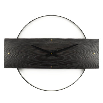 Duvar Saati Köknar Ağacı Siyah Bombeli Metal Çemberli  – Ø48cm