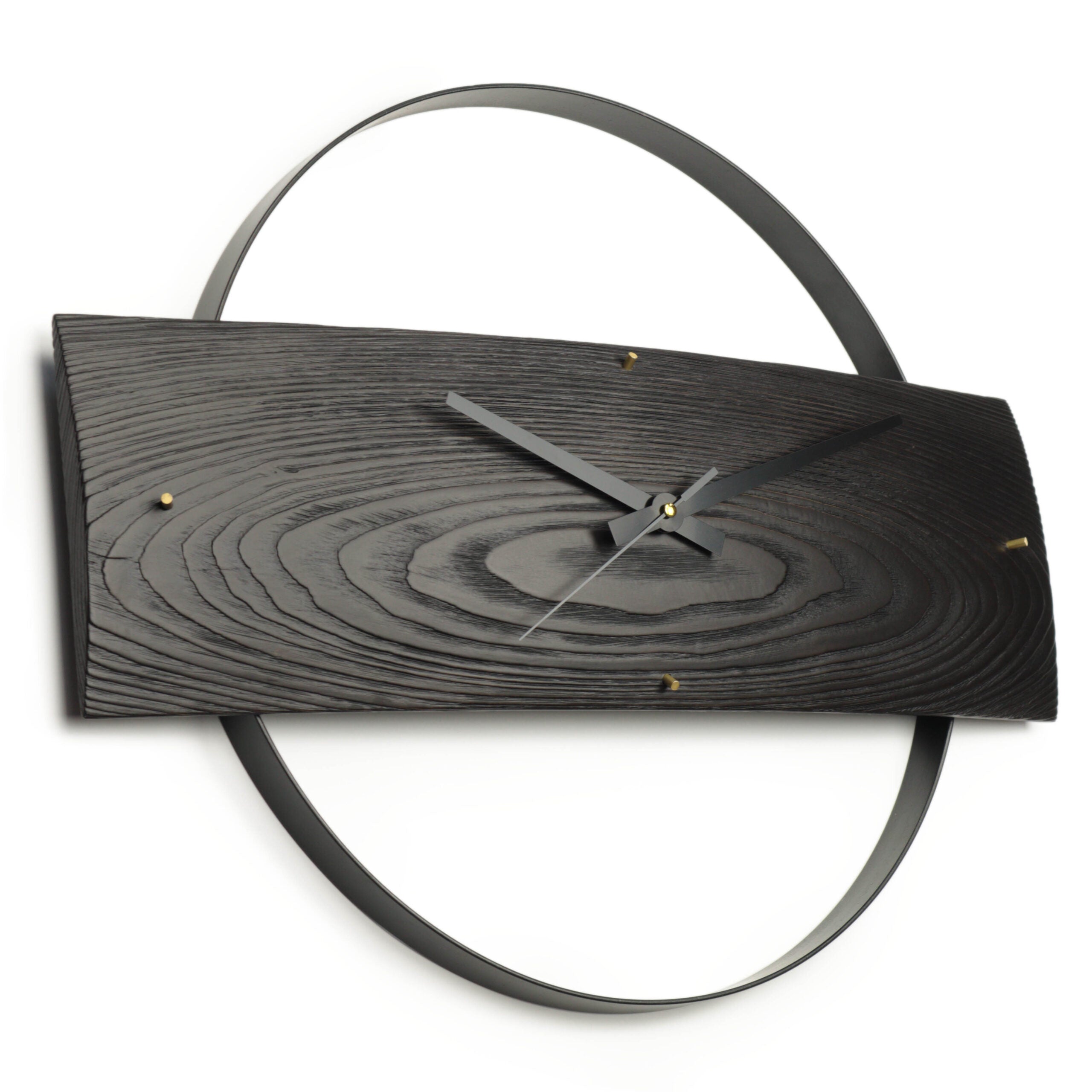 Duvar Saati Köknar Ağacı Siyah Bombeli Metal Çemberli  – Ø48cm