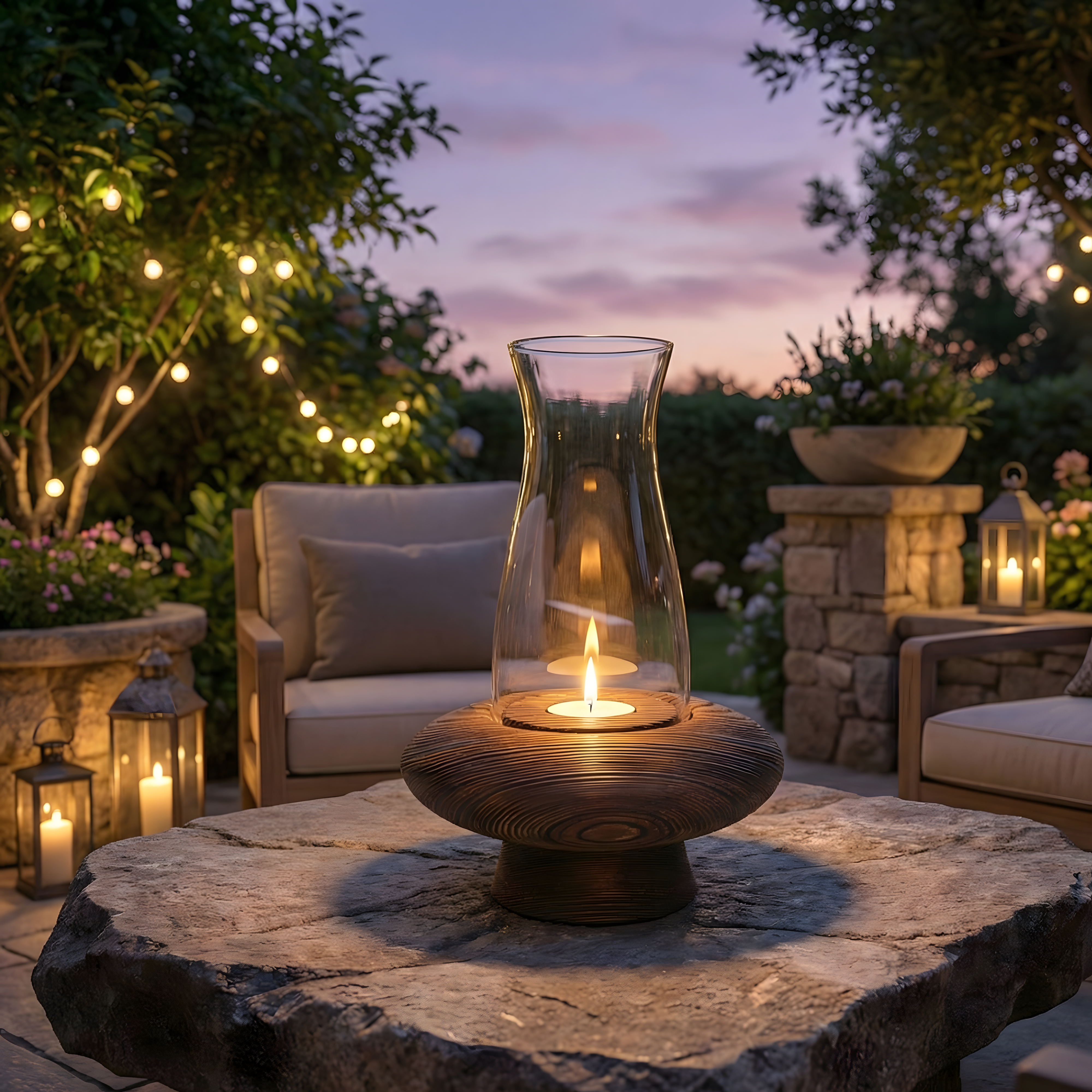 Ceviz Rengi Tealight Dış Mekan Mumluk