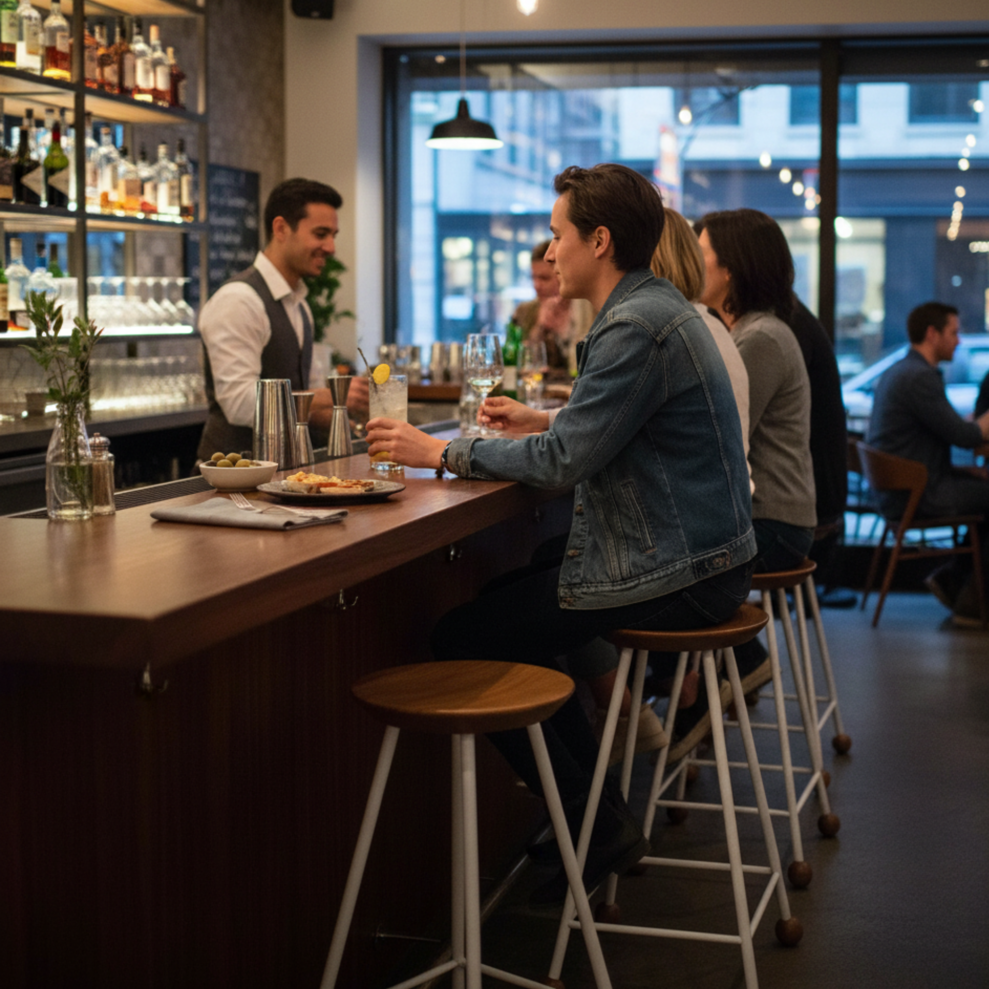 Bar Taburesi Ahşap Beyaz Metal Ayaklı – 65cm