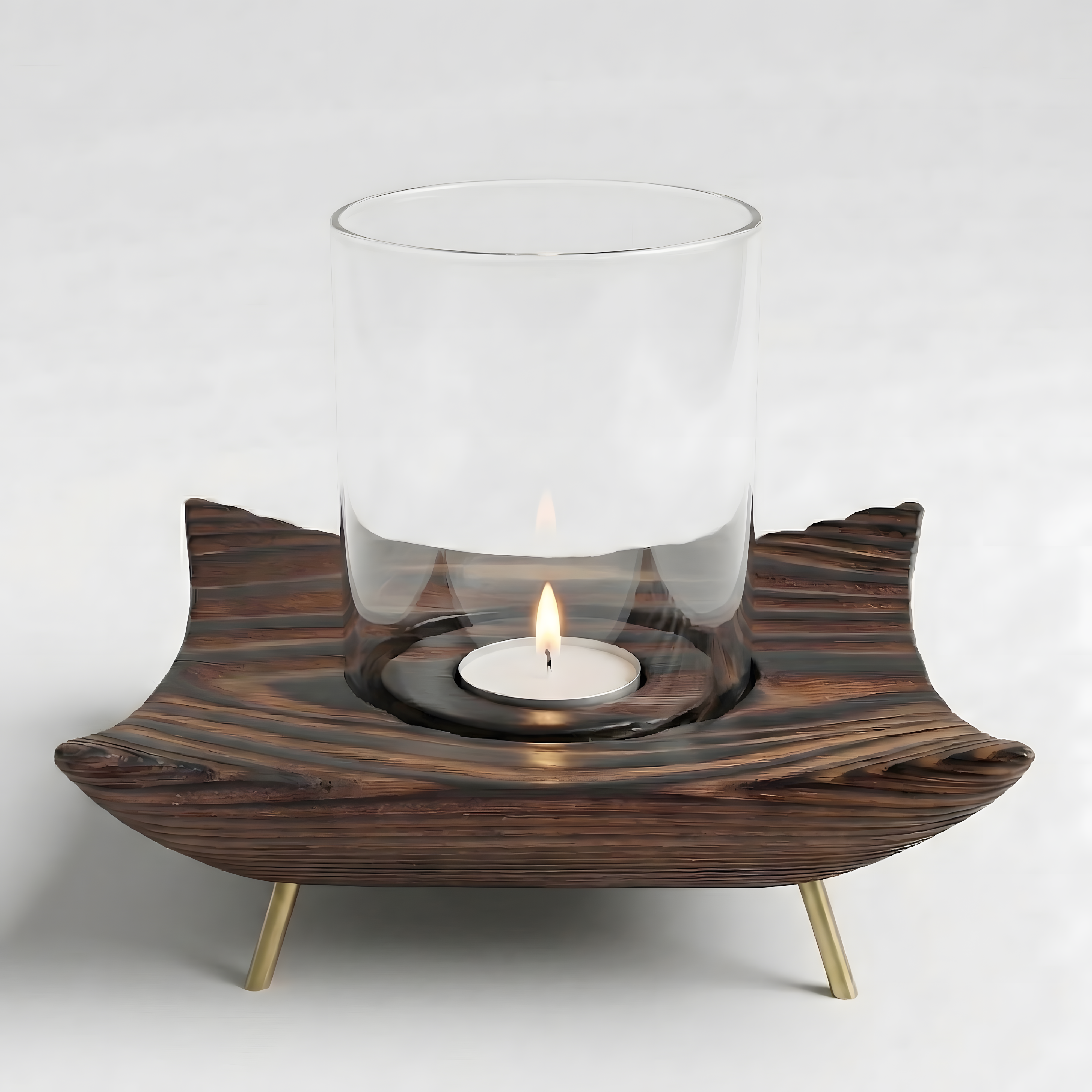 Ceviz Rengi Tealight Dış Mekan Mumluk