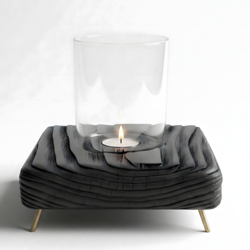 Fanuslu Siyah Tealight Mumluk