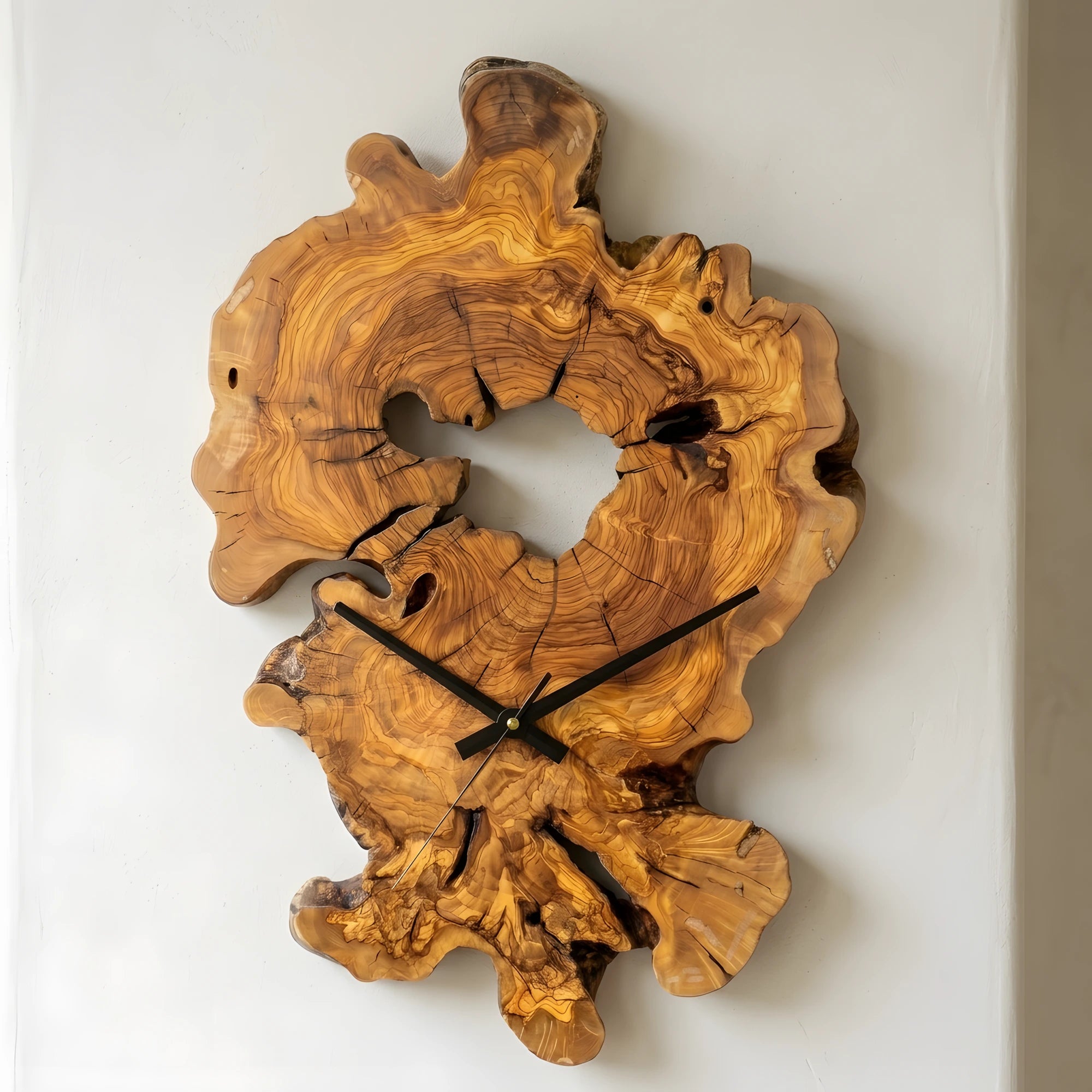 Zeytin Ağacı Doğal Kesit Duvar Saati – 44x64 cm