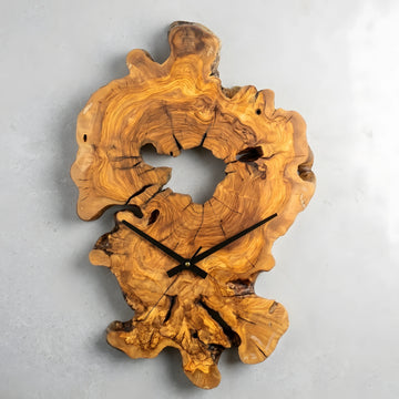 Zeytin Ağacı Doğal Kesit Duvar Saati – 44x64 cm