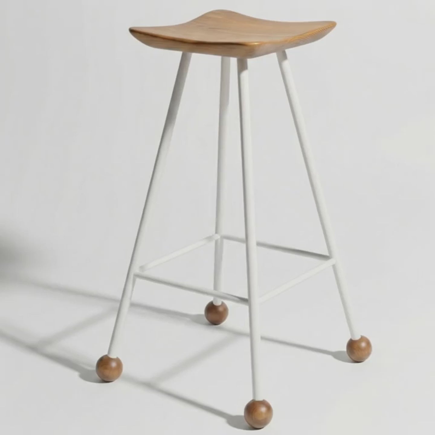 Bar Taburesi Ahşap Beyaz Metal Ayaklı – 75cm