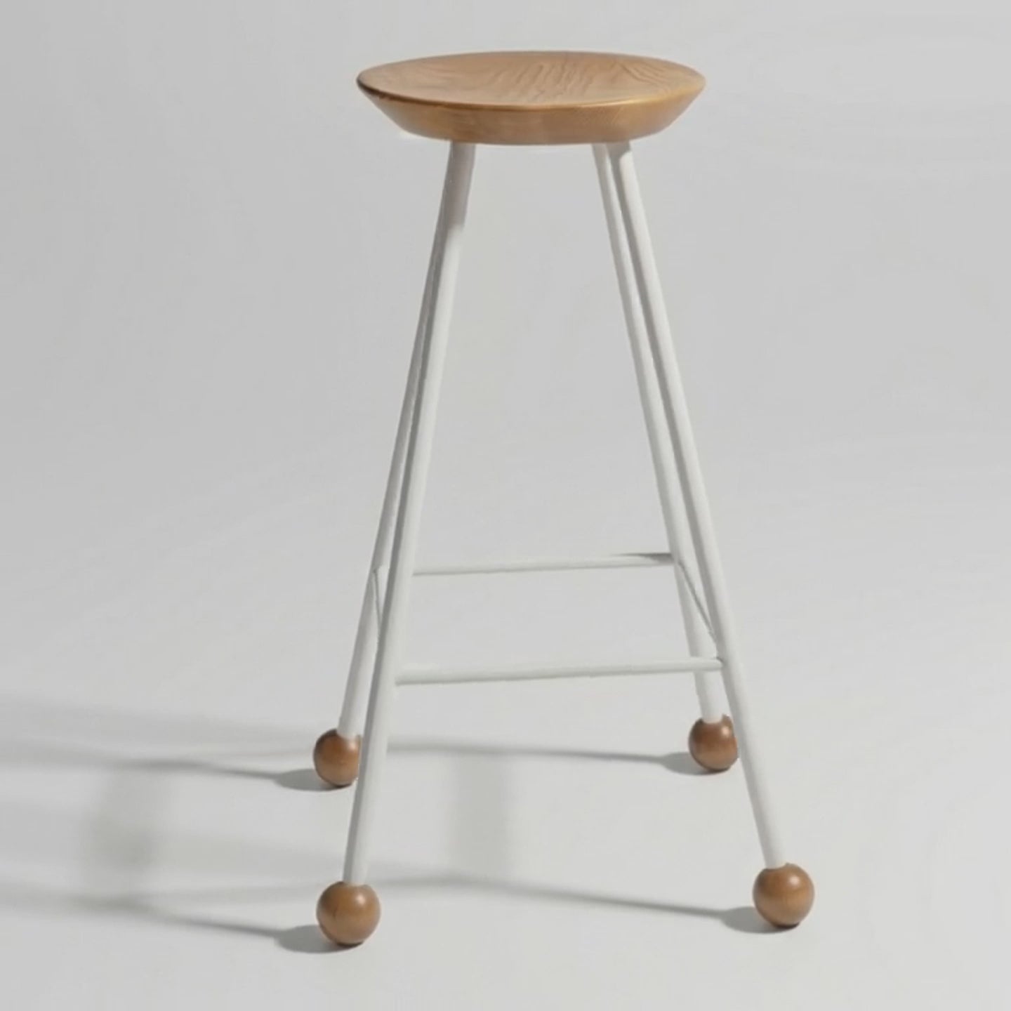 Bar Taburesi Ahşap Beyaz Metal Ayaklı – 75cm