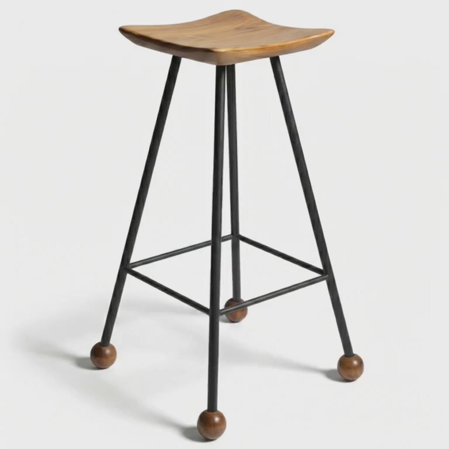 Bar Taburesi Ahşap Siyah Metal Ayaklı – 75cm