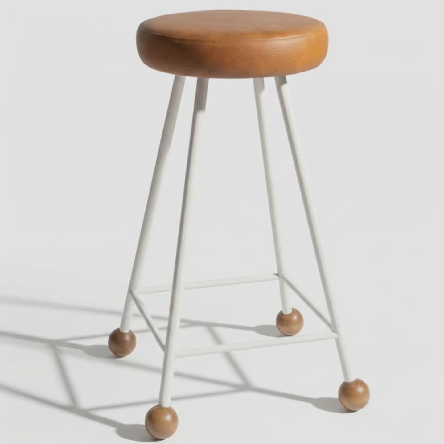 Bar Taburesi Deri Döşemeli Kahverengi Metal Ayaklı – 65cm