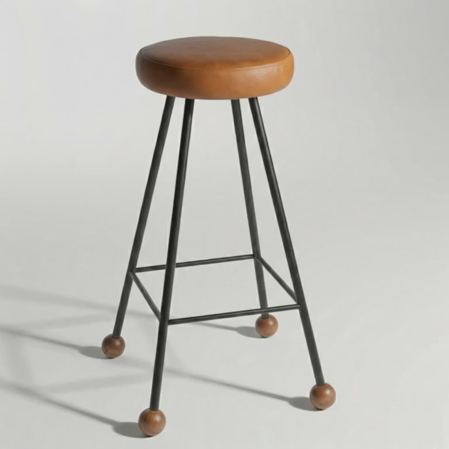 Bar Taburesi Deri Döşemeli Kahverengi Metal Ayaklı – 75cm