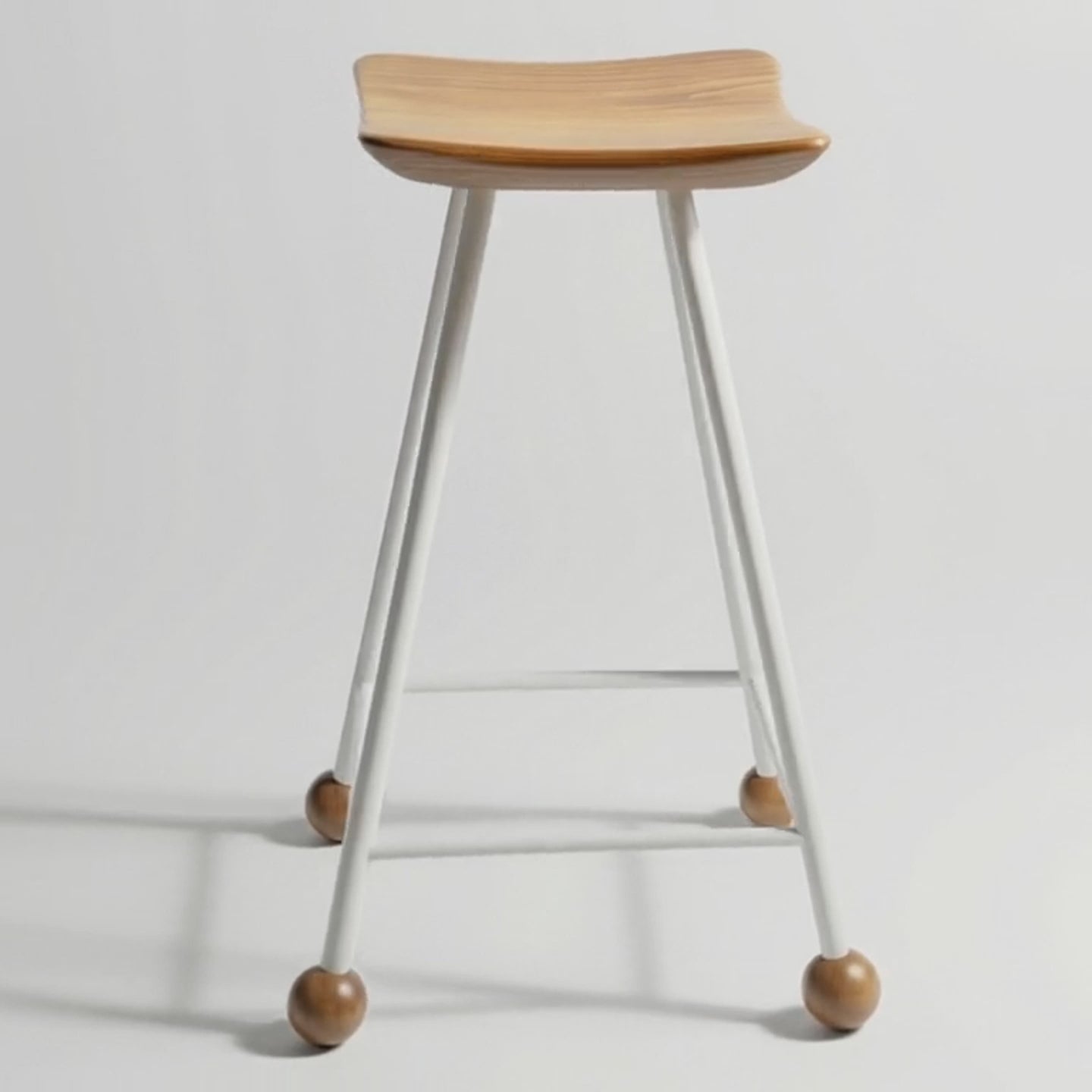 Bar Taburesi Ahşap Beyaz Metal Ayaklı – 65cm