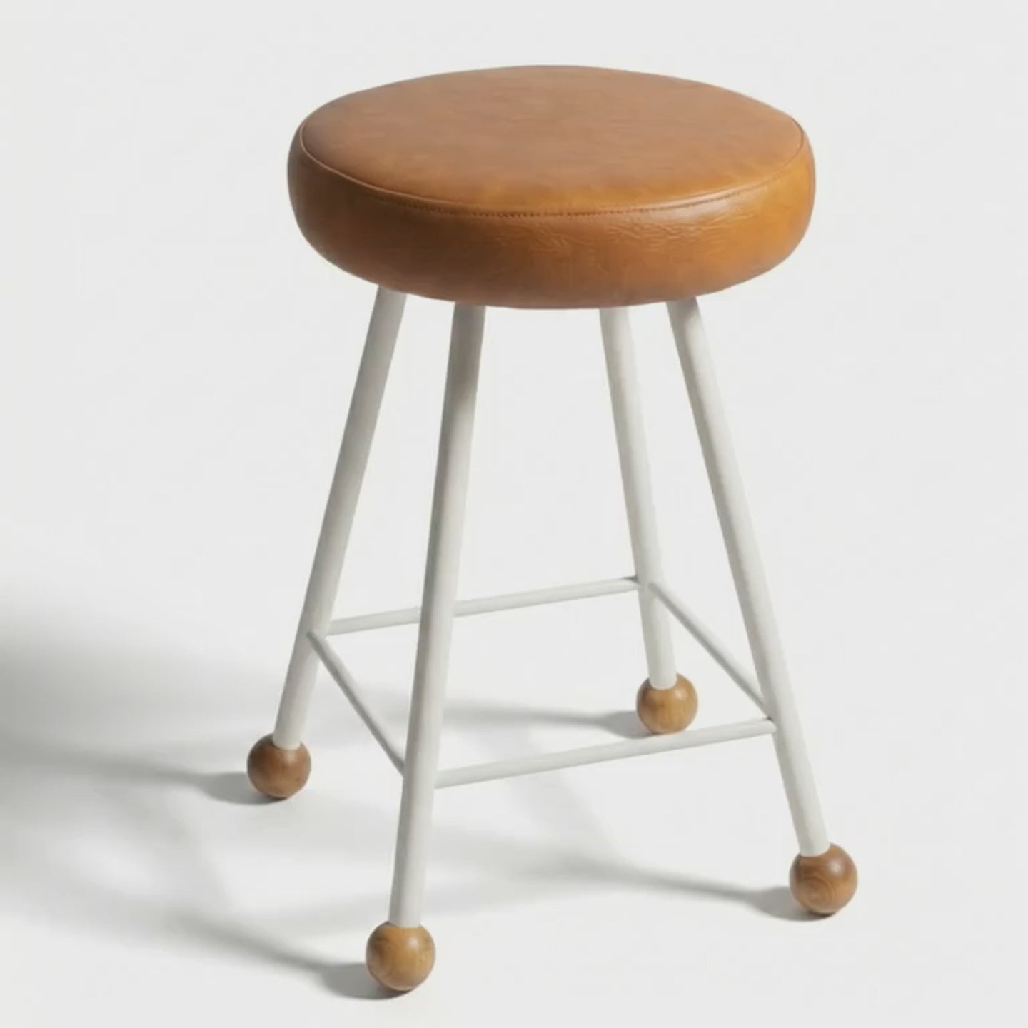 Tabure Deri Döşemeli Kahverengi Metal Ayaklı – 47cm