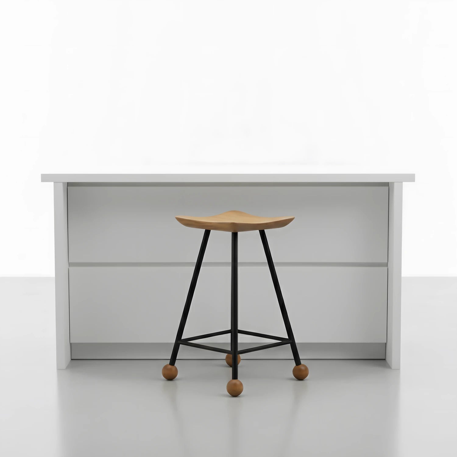 Paslanmaya karşı dirençli siyah elektrostatik fırın boyalı tabure iskelet detayı.