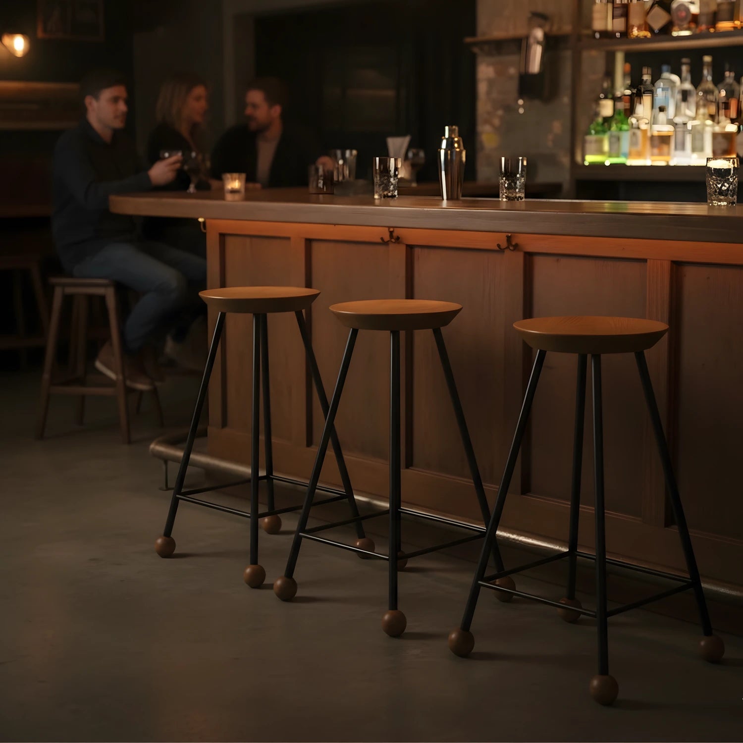 65 cm siyah mutfak taburesi kafe ve bistro ortamında atmosferik kullanım