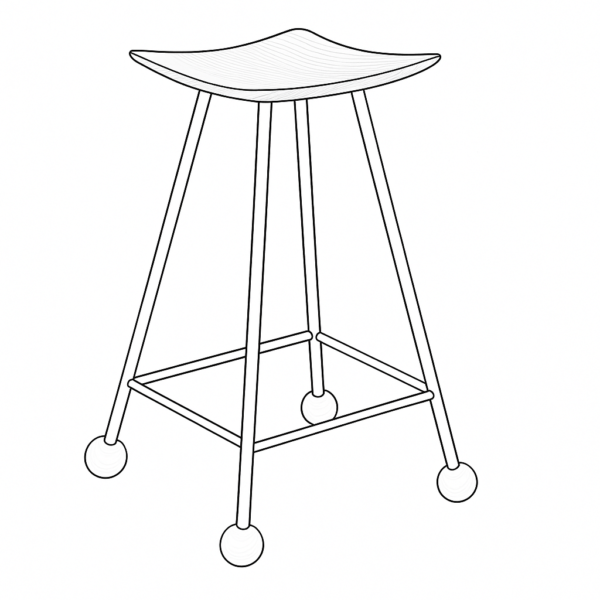 Wooden Bar Stool - 65cm - Iron Pipe / STL-002
