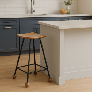 Wooden Bar Stool - 65cm - Iron Pipe / STL-002