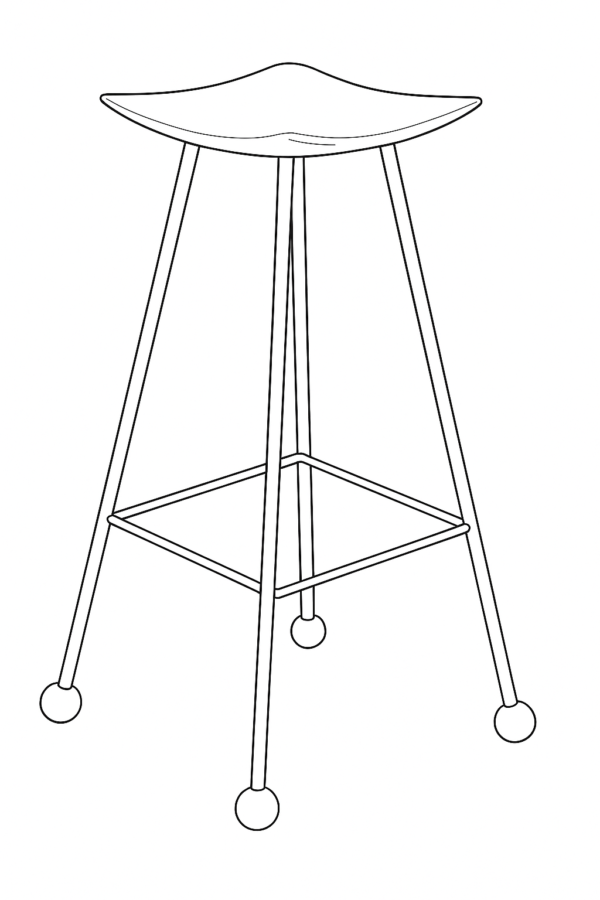 Wooden Bar Stool – 75cm - Iron Pipe / STL-003